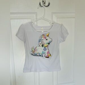 3D Unicorn Toddler Sequin Tee Shirt in 2T